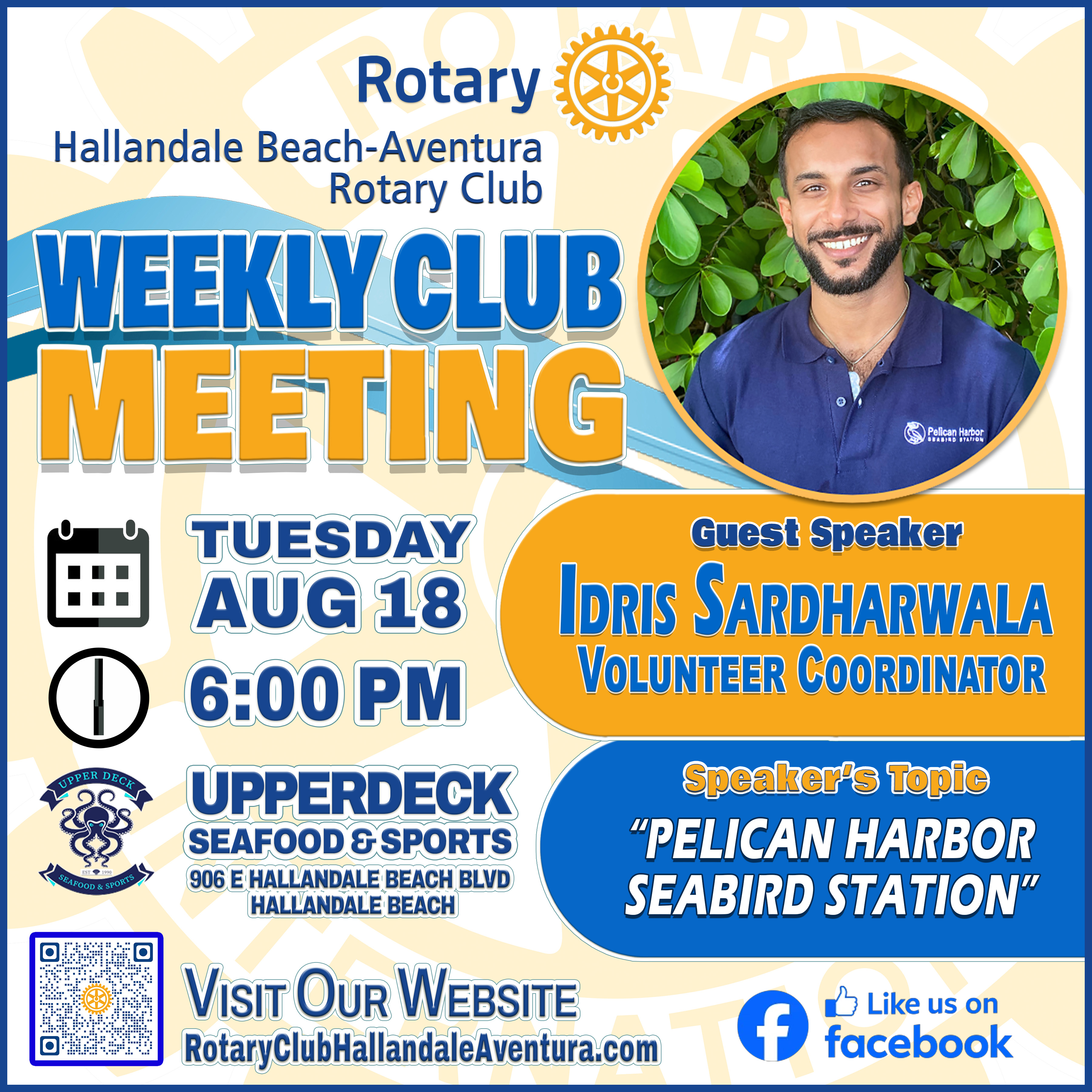 Weekly Club Meeting: Tue., Aug 18, @ 6:00 pm
